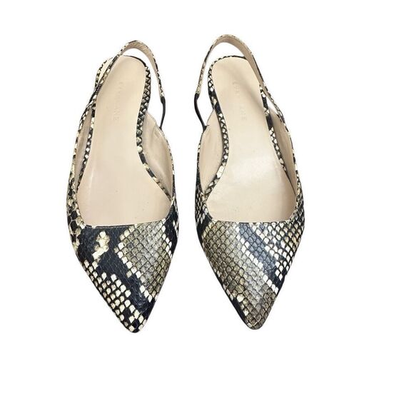 Everlane The Editor Slingback Flats snake skin snakeskin pointed toe shoes 51/2 - Picture 3 of 9
